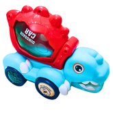 Dinosaur Engineering Vehicle Stone Car – Interactive Bump & Go Dino Dump Truck with Lights and Music for Kids 3+